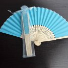Free Shipping 20Pcs/Lot Plain Blue Paper Hand Fans for Wedding 21cm with Organza Gift Bag