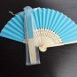 Free Shipping 20Pcs/Lot Plain Blue Paper Hand Fans for Wedding 21cm with Organza Gift Bag