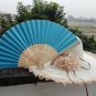 Free Shipping 20Pcs/Lot Plain Blue Paper Hand Fans for Wedding 21cm with Organza Gift Bag