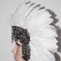 MARDI GRAS SILVER Sequin WHITE Feather Showgirl Headdress NEW