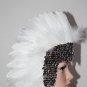 MARDI GRAS SILVER Sequin WHITE Feather Showgirl Headdress NEW