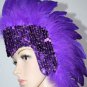 MARDI GRAS PURPLE Sequin PURPLE Feather Showgirl Headdress NEW