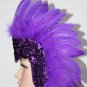 MARDI GRAS PURPLE Sequin PURPLE Feather Showgirl Headdress NEW
