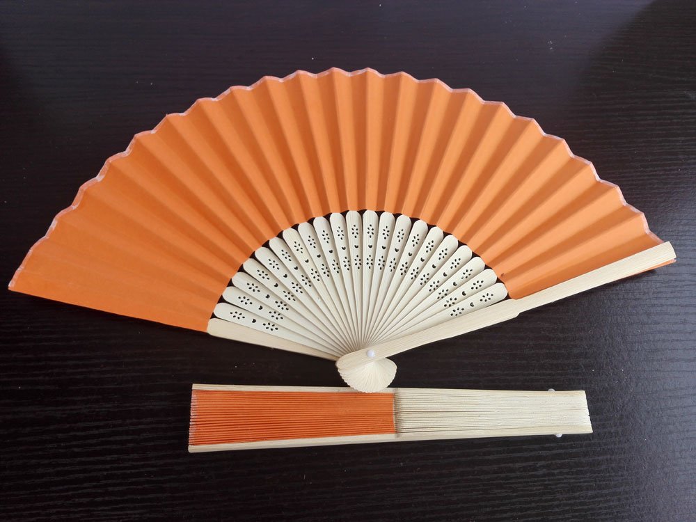 20Pcs/Lot 21cm Orange  Wedding Paper Fans Paper Fans for Party Decorations Personalized Paper Fans