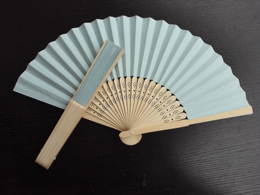 20Pcs/Lot 21cm Baby Blue Wedding Paper Fans Paper Fans for Party Decorations Personalized Paper Fans