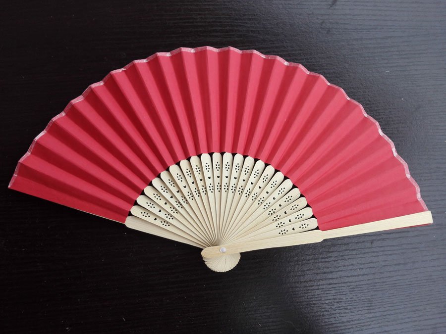 20Pcs/Lot 21cm Red Wedding Paper Fans Paper Fans for Party Decorations Personalized Paper Fans