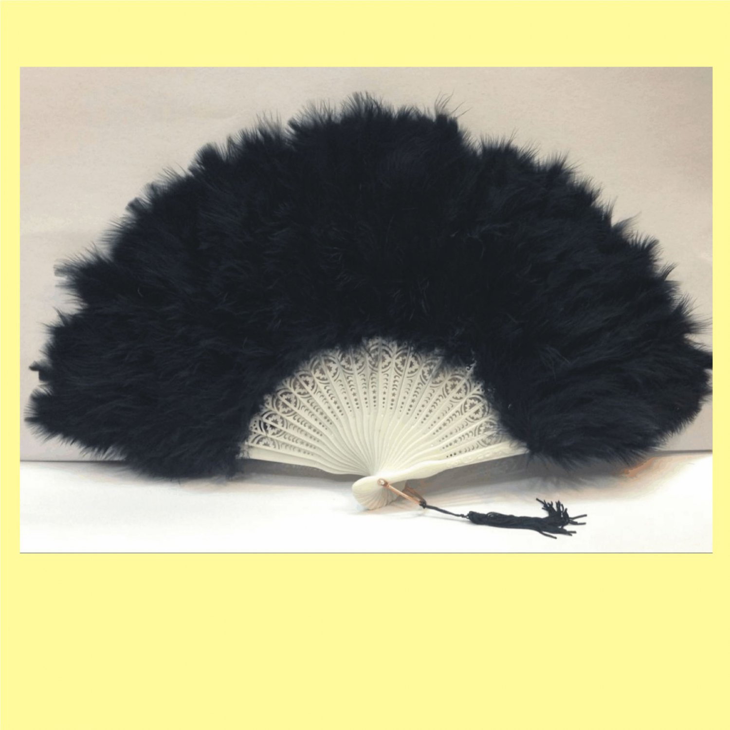 Black Marabou feather fan costumes Ladies Fancy Dress Wedding party burlesque