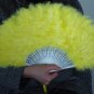 Yellow Marabou feather fan costumes Ladies Fancy Dress Wedding party burlesque