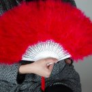 Red Marabou feather fan costumes Ladies Fancy Dress Wedding party burlesque