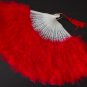 Red Marabou feather fan costumes Ladies Fancy Dress Wedding party burlesque