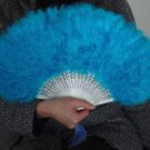 Blue  Marabou feather fan costumes Ladies Fancy Dress Wedding party burlesque
