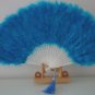 Blue  Marabou feather fan costumes Ladies Fancy Dress Wedding party burlesque