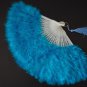 Blue  Marabou feather fan costumes Ladies Fancy Dress Wedding party burlesque