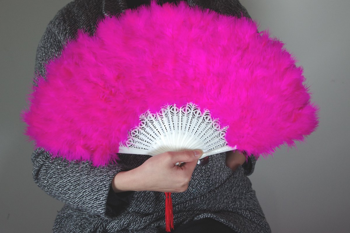 Hotpink  Marabou feather fan costumes Ladies Fancy Dress Wedding party burlesque