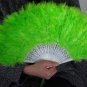 Emeraldgreen  Marabou feather fan costumes Ladies Fancy Dress Wedding party burlesque