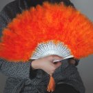 Orange Marabou feather fan costumes Ladies Fancy Dress Wedding party burlesque