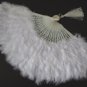 White Marabou feather fan costumes Ladies Fancy Dress Wedding party burlesque
