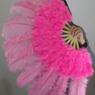 Pink Marabou Fan Large Feather Fan Burlesque Fan 24" x 43"
