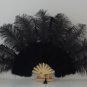 Black Marabou Fan Large Feather Fan Burlesque Fan 24" x 43"