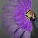 Purple Marabou Fan Large Feather Fan Burlesque Fan 24" x 43"