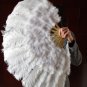 White Marabou Fan Large Feather Fan Burlesque Fan 21" x 38"