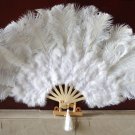 White Marabou Fan Large Feather Fan Burlesque Fan 21" x 38"