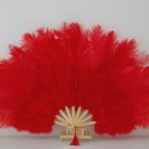 Red Marabou Fan Large Feather Fan Burlesque Fan 21" x 38"