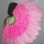 Pink Marabou Fan Large Feather Fan Burlesque Fan 21" x 38"