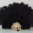 Black Marabou Fan Large Feather Fan Burlesque Fan 21" x 38"