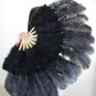Black Marabou Fan Large Feather Fan Burlesque Fan 21" x 38"