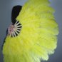 Yellow Marabou Fan Large Feather Fan Burlesque Fan 21" x 38"