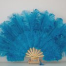Blue Marabou Fan Large Feather Fan Burlesque Fan 21" x 38"