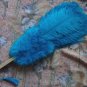 Blue Marabou Fan Large Feather Fan Burlesque Fan 21" x 38"