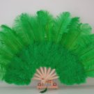 Green Marabou Fan Large Feather Fan Burlesque Fan 21" x 38"