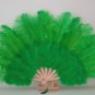 Green Marabou Fan Large Feather Fan Burlesque Fan 21" x 38"