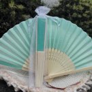 Free Shipping 20Pcs/Lot Plain Light Green Silk Hand Fans for Wedding 21cm with Organza Gift Bag