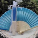 Free Shipping 20Pcs/Lot Plain Blue Silk Hand Fans for Wedding 21cm with Organza Gift Bag