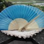 Free Shipping 20Pcs/Lot Plain Blue Silk Hand Fans for Wedding 21cm with Organza Gift Bag