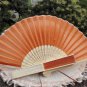 Free Shipping 20Pcs/Lot Plain Orange Silk Hand Fans for Wedding 21cm with Organza Gift Bag