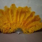 Gold Yellow Double Layers Large  Ostrich Feather Fan Burlesque dancer friends 30"x 54"