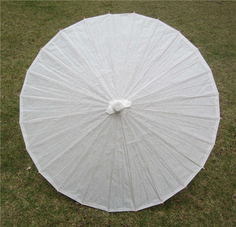 33" Wedding Parasol Photography Prop White Parasol Ceremony Decor Painted Paper Parasol