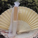 Free Shipping 20Pcs/Lot Plain Yellow Silk Hand Fans for Wedding 21cm with Organza Gift Bag