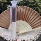Free Shipping 20Pcs/Lot Plain Coffee Silk Hand Fans for Wedding 21cm with Organza Gift Bag