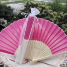 Free Shipping 20Pcs/Lot Plain Hot Pink Silk Hand Fans for Wedding 21cm with Organza Gift Bag