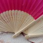 Free Shipping 20Pcs/Lot Plain Hot Pink Silk Hand Fans for Wedding 21cm with Organza Gift Bag