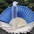 Free Shipping 20Pcs/Lot Plain Dark Blue Silk Hand Fans for Wedding 21cm with Organza Gift Bag