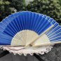 Free Shipping 20Pcs/Lot Plain Dark Blue Silk Hand Fans for Wedding 21cm with Organza Gift Bag