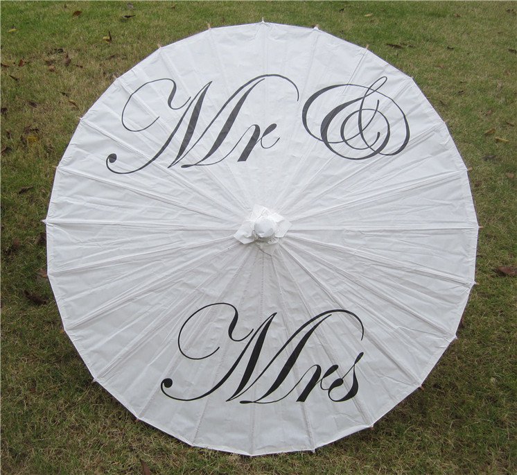33" White Parasol Mr & Mrs  Parasol Photography Prop Parasol Ceremony Decor