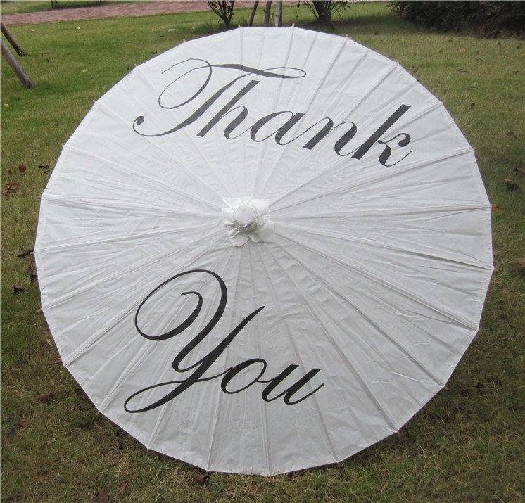 33" White Paper Parasol Thank You  Parasol Photography Prop Parasol Ceremony Decor