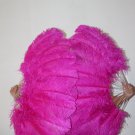 A pair Hot Pink Single-layer large Ostrich Feather fan 24"x41" burlesque dancer